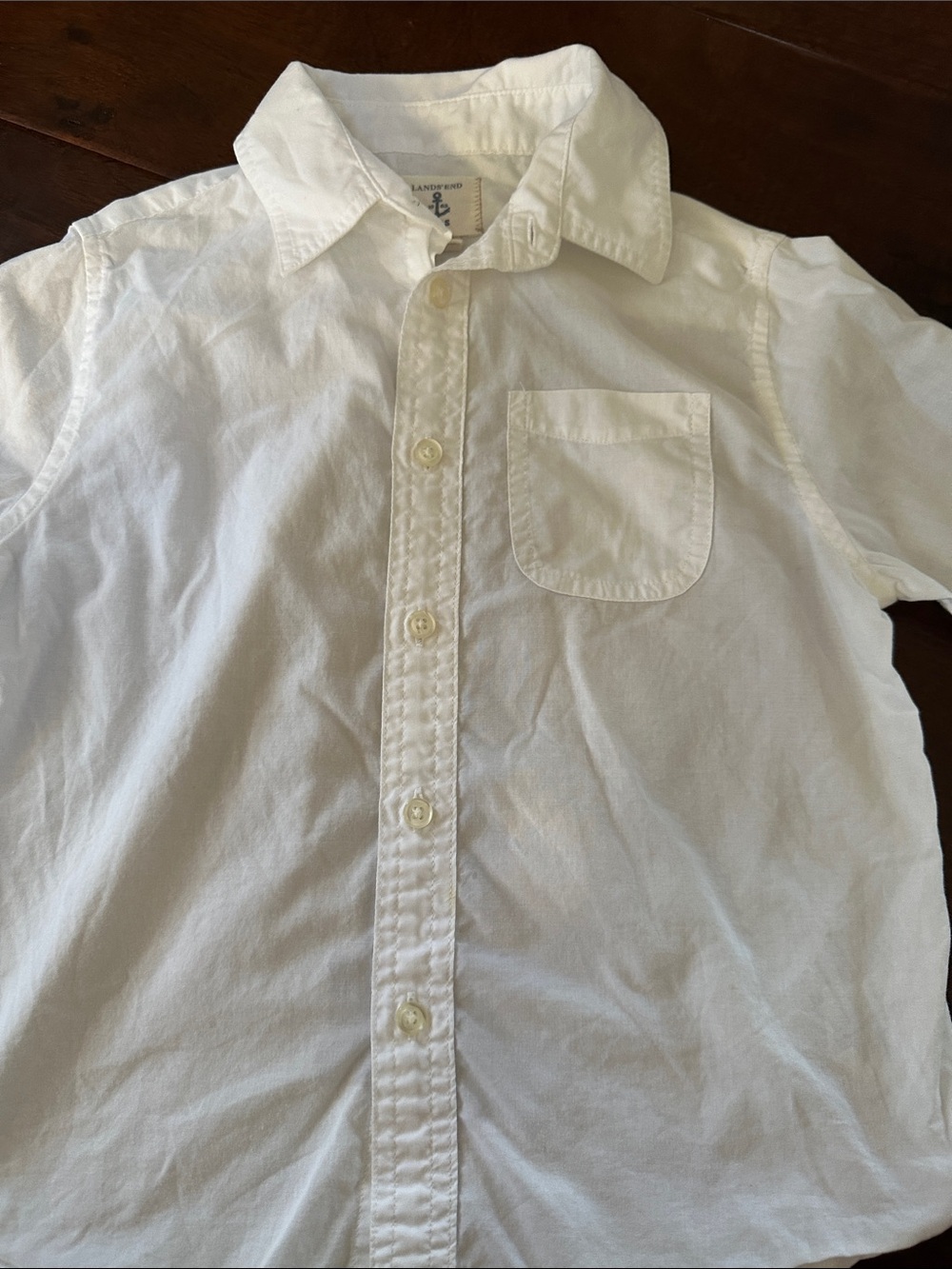 Lands' End White Boy’s Button-Down Shirt Size 5-6